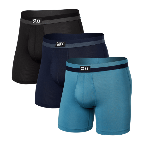 Front of Sport Mesh 3-Pack Boxer Brief in Hydro/Maritime/Black