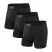 Front of Ultra Boxer Brief Fly 3 Pack in Black/Black