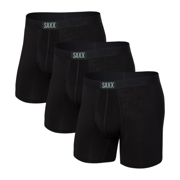 Front of Vibe Boxer Brief 3 Pack in Black/Black