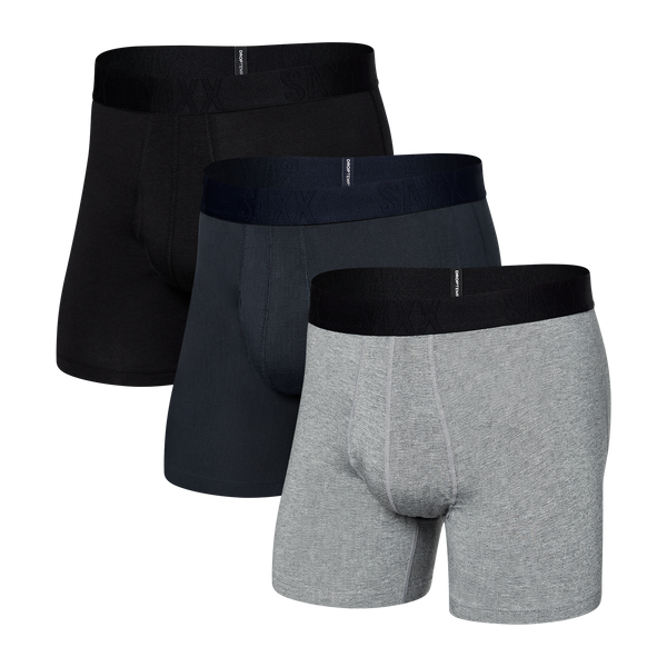 Back of DropTemp Cooling Cotton Boxer Brief 3-Pack in Black/Dk Gr Htr/India Ink