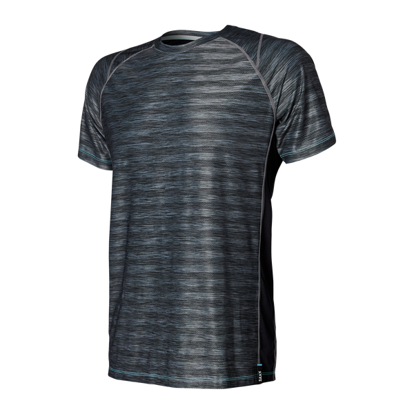 Front of DropTemp Cooling Mesh Short Sleeve in Black Heather
