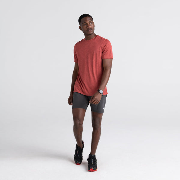Front - Model wearing All Day Aerator Tee in Desert Red Heather