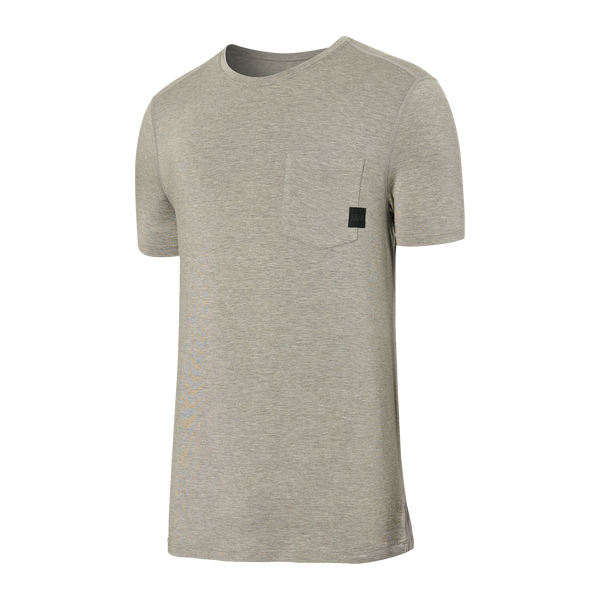 Front of Sleepwalker Short Sleeve Pocket Tee in Dark Grey Heather