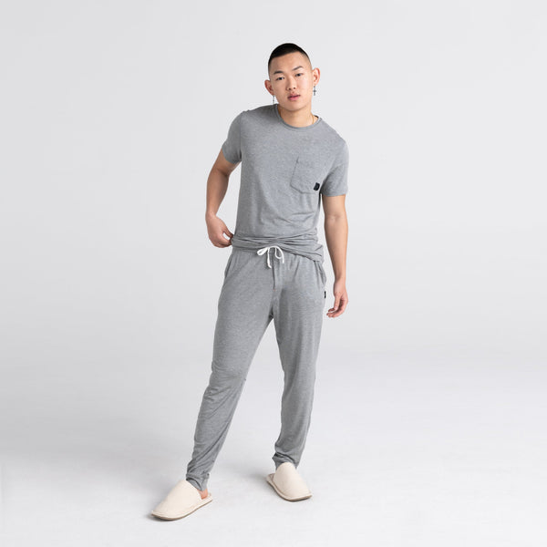 Front - Model wearing Snooze Pant in Dark Grey Heather