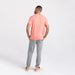 Back - Model wearing 3Six Five Lounge Tee in Burnt Coral