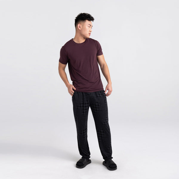 Front - Model wearing 22nd Century Silk Short Sleeve Crew in Fudge