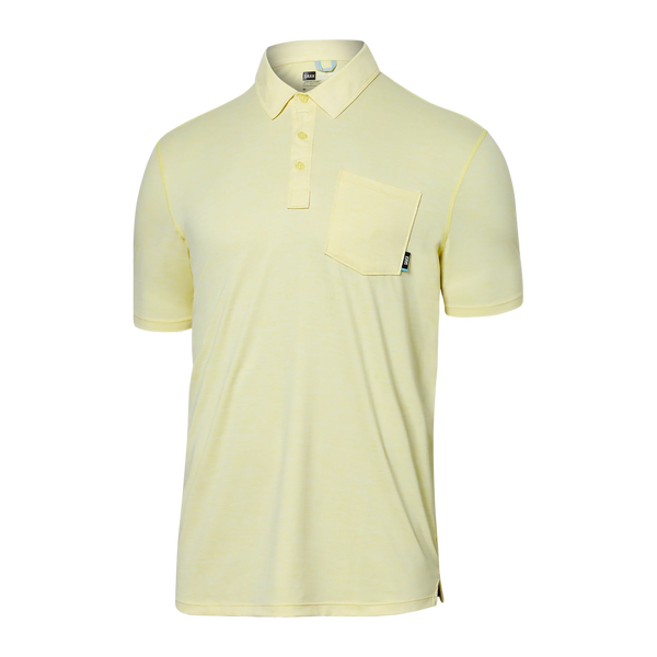 Front of Droptemp All Day Cooling  Polo in Lemon Twist Heather