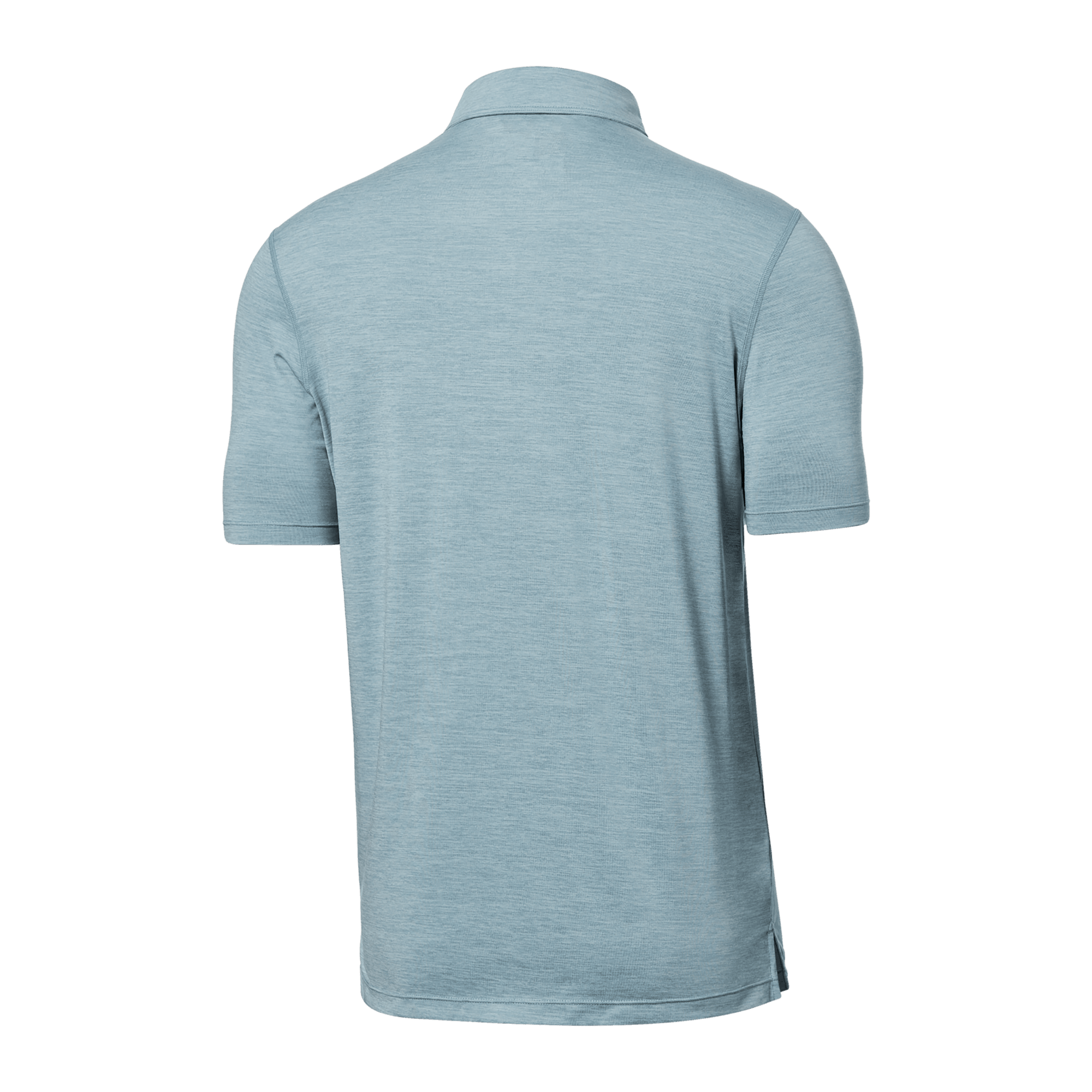 Back of DropTemp All Day Cooling Polo in Light Aqua Heather