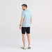 Back - Model wearing DropTemp All Day Cooling Polo in Light Aqua Heather