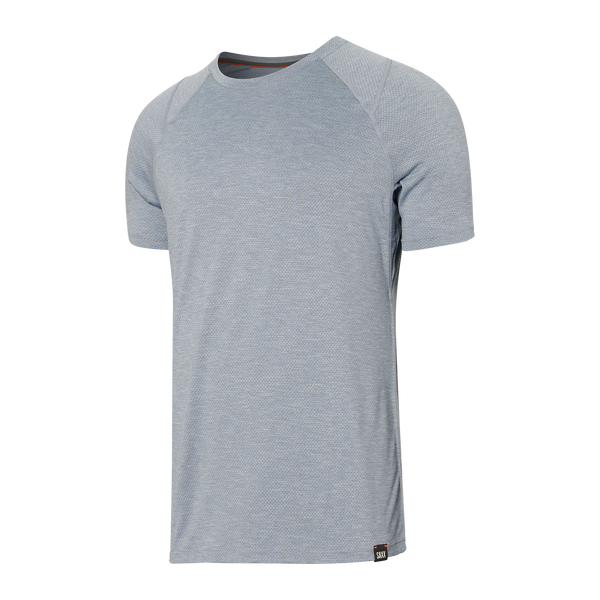 Front of Aerator Short Sleeve Tee in Blue Fog Heather