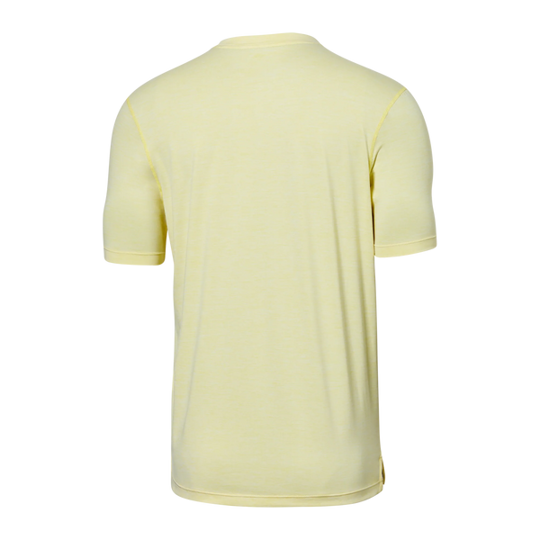 Back of Droptemp All Day Cooling Short Sleeve Pocket Tee in Lemon Twist Heather