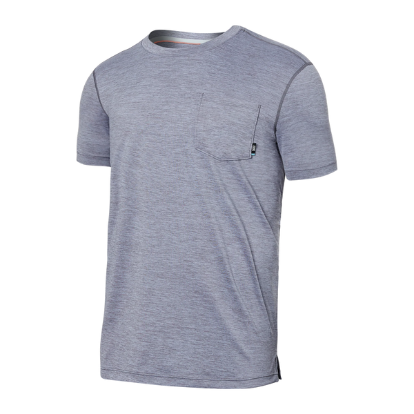 Front of Droptemp All Day Cooling Short Sleeve Pocket Tee in Shark Heather