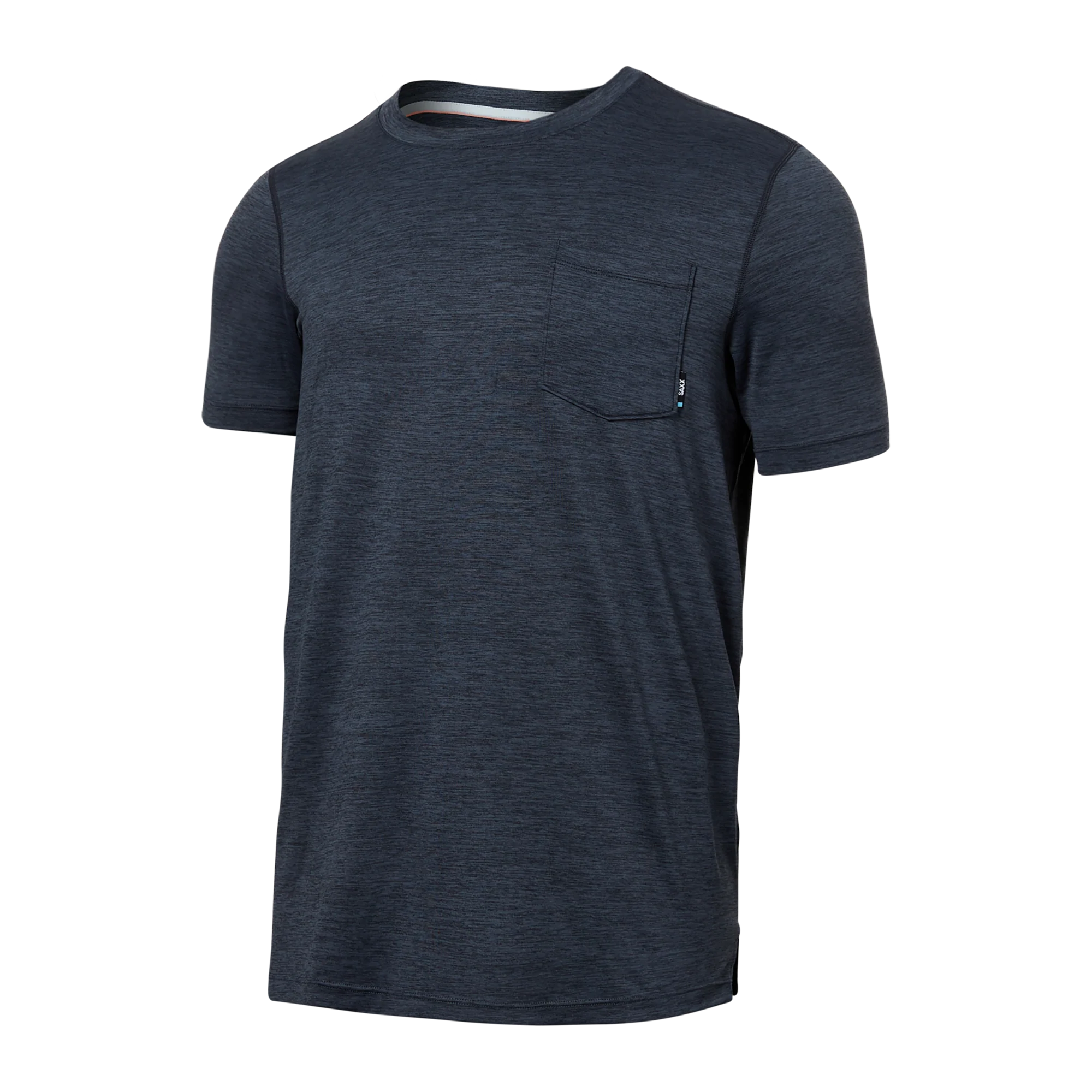 Front of Droptemp All Day Cooling Short Sleeve Pocket Tee in Turbulence Heather