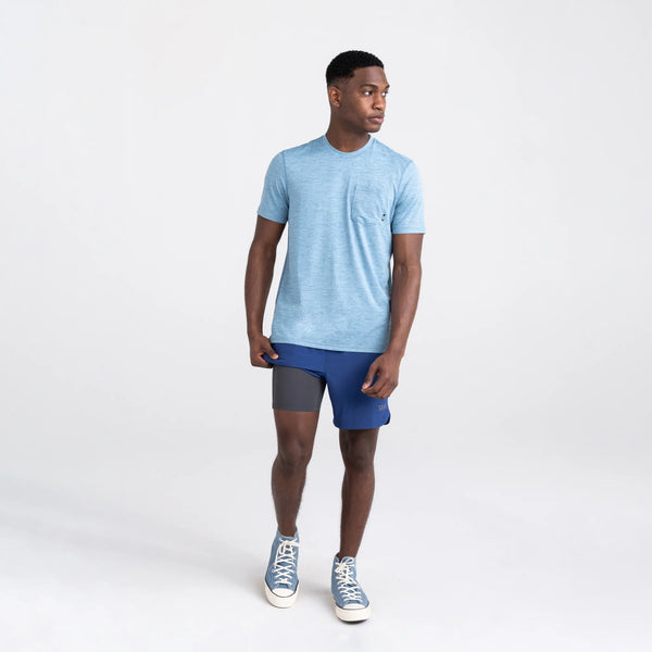 Front - Model wearing Gainmaker 2N1 Short 7" in Blueberry with liner