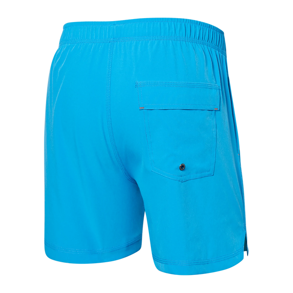Back of Oh Buoy 2N1 Swim Volley Short 5" in Tropical Blue