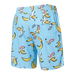 Back of Oh Buoy 2N1 Swim Volley Short 7" in Rainbow Bananas- Azure