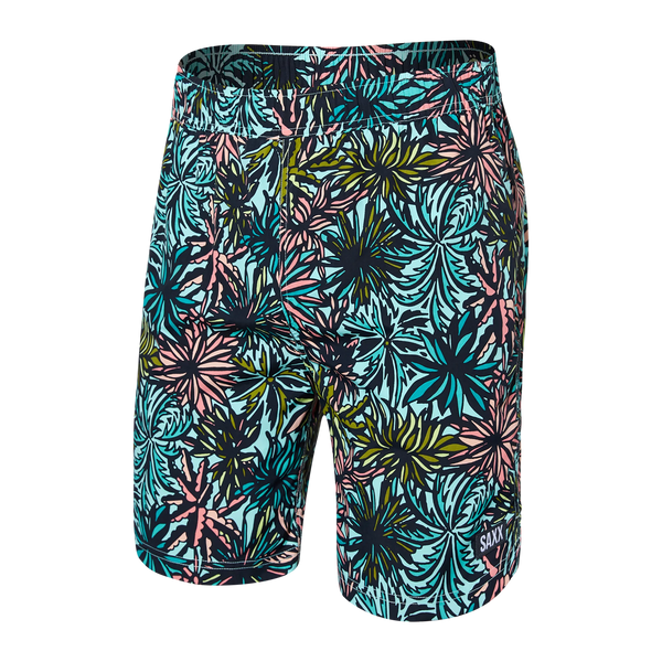 Front of Go Coastal 2N1 Swim Volley Short 7" in Palm Springs- Ice Green