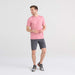 Front - Model wearing DropTemp All Day Cooling Short Sleeve Tee in Gumball Heather