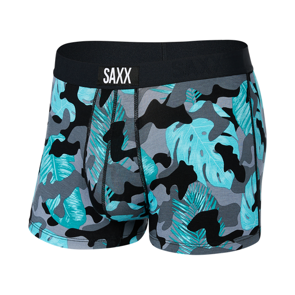 Front of Vibe Super Soft Trunk in Island Camo- Black