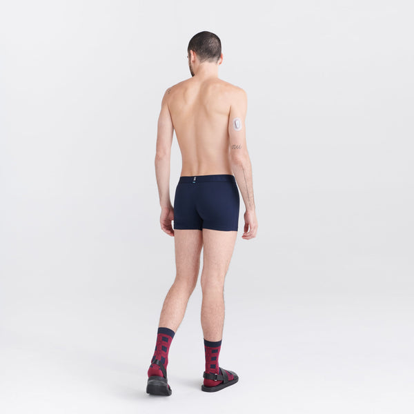 Back - Model wearing Droptemp Cooling Cotton Trunk Fly in Dark Ink
