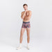 Front - Model wearing Droptemp Cooling Cotton Trunk Fly in No Tell Motel- Graphite