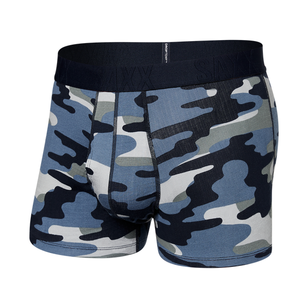 Front of DropTemp Cooling Cotton Trunk in Tidal Camo- Blue