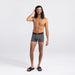 Front - Model wearing Non-Stop Stretch Cotton Trunk in Hiker Stripe- Grey