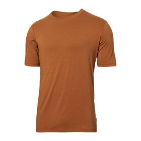 Front of DropTemp Cooling Cotton Short Sleeve Crew in Butterscotch