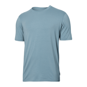 Front of DropTemp Cooling Cotton Short Sleeve Crew in Clay Blue