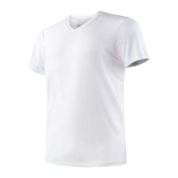 Front of Undercover Short Sleeve V Neck in White